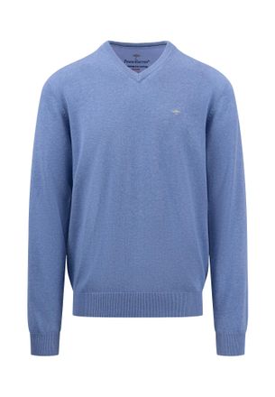 Fynch-Hatton Strickpullover FYNCH-HATTON FYNCH-HATTON Pullover mit V-Kragen, Herren, Gr. S, crystal bl, Strick, Obermaterial: 100% Baumwolle, bequem h&uuml;ftbedeckend,