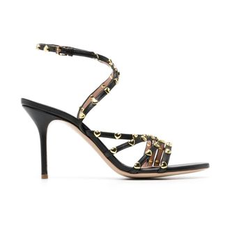 Moschino Schoenen, Dames, Zwart, 40 EU, Leer, Stijlvolle Zwarte Hoge Hak Sandalen