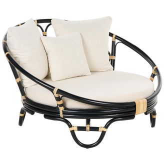 Beliani Cama De Exterior De Rat&aacute;n Cojines Beige Negro Rossano
