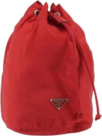 Prada Pre-owned Bucket Bags, female, Red, Size: ONE SIZE Pre-owned Nylon Bucket Bag
