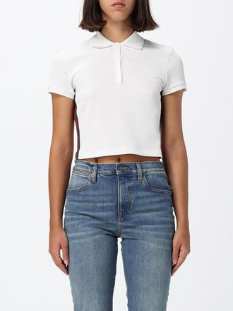 Gucci Polo cropped in cotone slim fit con dettaglio Web e profili a contrasto