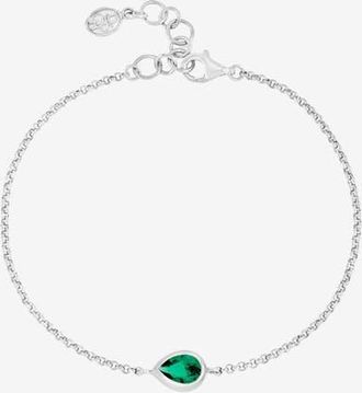Dower & Hall Green Garnet Pear Chain Bracelet in Sterling Silver at Nordstrom, Size 7.5