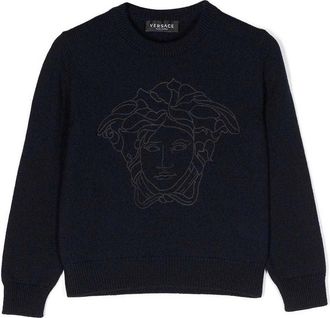Versace Navy blue virgin wool boy versace jumper