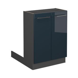 Vicco Isla De Cocina Fame-line, Azul Oscuro Alto Brillo, 60 Cm Sin Encimera