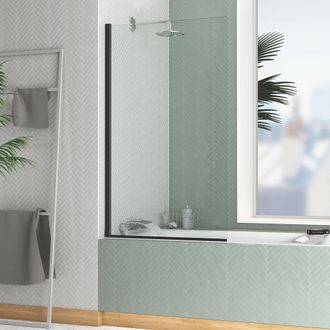 Aurlane Aurlane - Mampara De Ba&ntilde;era 80x140cm - Perfil Acabado Negro Mate - Elementary