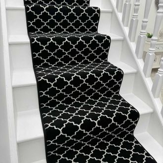 Runrug Stair Runner Carpet for Staircases - Soft & Comfy, 9mm - Avanti in Black | Size: 60 cm x 630 cm