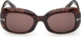 Tom Ford 51mm Rectangle Sunglasses in Dark Havana /Brown at Nordstrom Rack