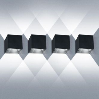 OEM Paquete De 4 Apliques De Pared Para Interior/exterior Con &Aacute;ngulo De Haz Ajustable, Apliques Led De 12 W, Luz Blanca Fr&iacute;a De 6000 K, Aplique De Pared E