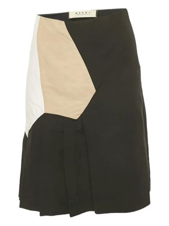Marni pleated colour-block mini skirt - Black
