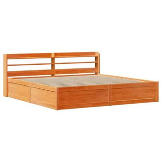 Berkfield Home Bed Frame with Headboard Wax Brown 180x200 cm Super King Solid Wo