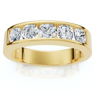 Pompeii3 1 1/4Ct Channel Set Mens Diamond Wedding Anniversary Ring 14K Gold Size Selectable