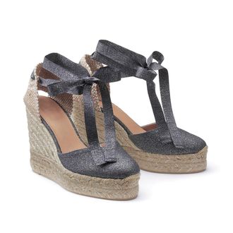 Castaner Espadrilles met sleehak in iriserende stof, Chiara