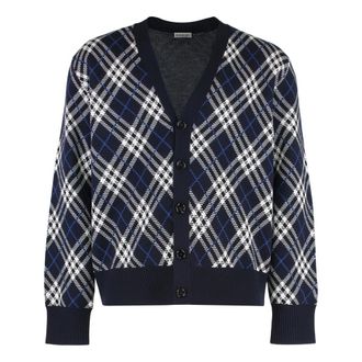 Burberry Cardigans, male, Blue, Size: XL Wool Cardigan