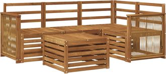 vidaXL Conjunto De Sof&aacute;s De Exterior 5 Uds. Natural Poli&eacute;ster Vidaxl