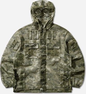 A Bathing Ape Men s Multi Pixel Camo Mask Hooded Shirt Jacket Green