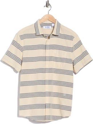 Original Penguin Short Sleeved Dobby Stripe Shirt in Birch at Nordstrom Rack, Size Xx-Large