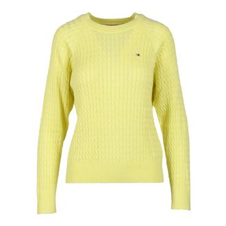 Tommy Hilfiger trui - Dames - Ronde hals truien - Geel - S - Katoen - Truien & Vesten