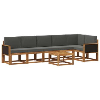 vidaXL Conjunto De Sof&aacute;s De Exterior 7 Pcs Natural Y Antracita Vidaxl