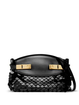 Ferragamo small Hug clutch bag - women - Fabric/CALFSKIN - One Size - Black