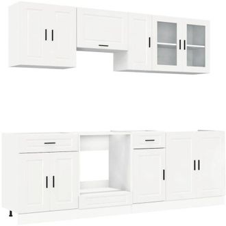 vidaXL Vidaxl - Mueble Cocina Kalmar Blanco De Alto Brillo 8 Pzas