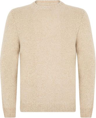 Fedeli Elegante Kasjmier Trui - Heren - Ronde hals truien - Beige - M - Kasjmier - Truien & Vesten