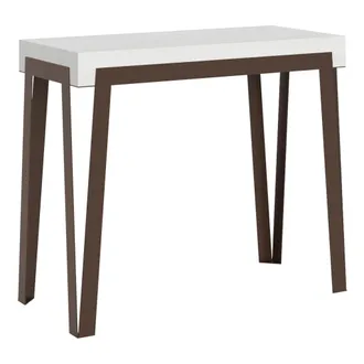 Itamoby Consolle Allungabile 90x40/300 Cm Rio Bianco Frassino Telaio Ruggine