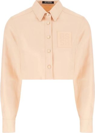 Raf Simons Kort overhemd met logopatch - Dames - Overhemden - Roze - M - Katoen - Overhemden
