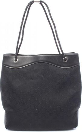 Gucci Black Canvas Leather Handbag Tote Bag (Pre-Owned)