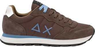 Sun 68 Sneakers van nylon en su&egrave;de met geborduurd logo - Heren - Sneakers - Bruin - 46 EU - Nylon - Schoenen