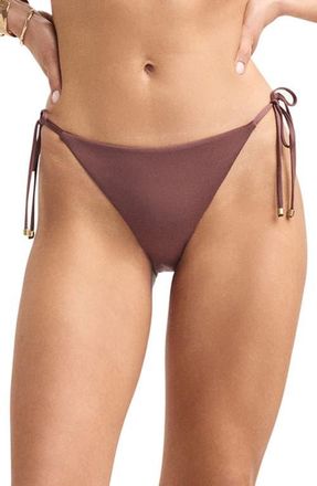 Vitamin A Elle Side Tie Bikini Bottoms in Mocha Brown at Nordstrom, Size X-Small