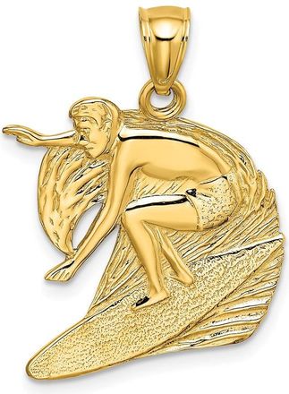 Diamond2Deal 14k Yellow Gold Polished Textured Surfer Wave Charm