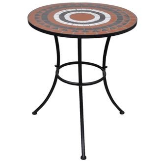 vidaXL Mesa De Bistro Terraza Mosaico Terracota Y Blanco 60 Cm Vidaxl