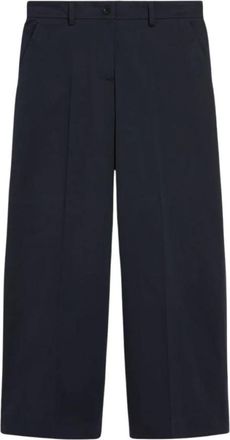 Max Mara Katoen Elastaan Pantalone Broek - Dames - Wijde Broeken - Blauw - S - Katoen - Broeken
