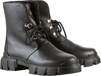 H&ouml;gl Black Casual Chunky Sole Leather Ankle Boots
