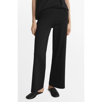 Mango Solid Cotton Pajama Pants in Black at Nordstrom, Size Medium