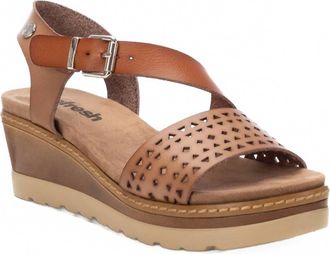 Xti Womens Crossed Strap Wedge Sandals In Taupe