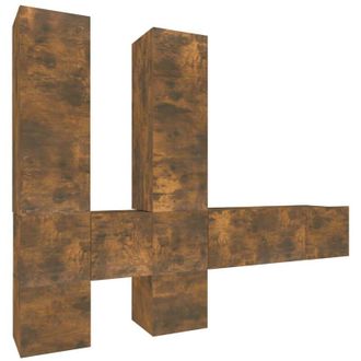 vidaXL 7 Piece TV Cabinet Set Smoked Oak Engineered Wood vidaXL