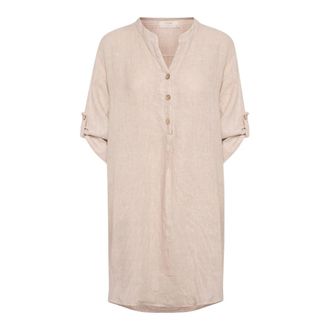 Cream Shirt Dress - Dames - Jurken - Beige - Maat: L/Xl
