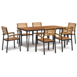 vidaXL Juego De Comedor De Jard&iacute;n 7 Pzas Madera Maciza Acacia Y Metal Vidaxl