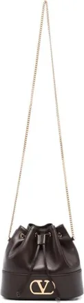 Valentino Garavani Brown VLogo Signature Mini Bucket Bag