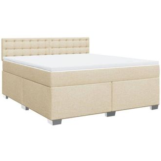 vidaXL Cama Box Spring Con Colch&oacute;n Tela Color Crema 180x200 Cm Vidaxl