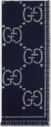 Gucci Check GG Wool Scarf, Blue