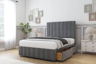 Sloomy Langston Coniston Divan Set 2 Drawers-54 Headboard-Footboard in Dark Grey | Size: Super King