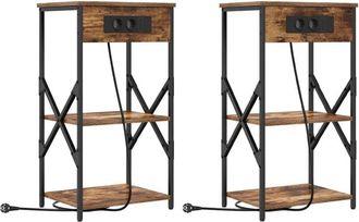 vidaXL Cajoneras de Noche 2 pcs Roble ahumado 41 x 31 x 76 cm Vidaxl