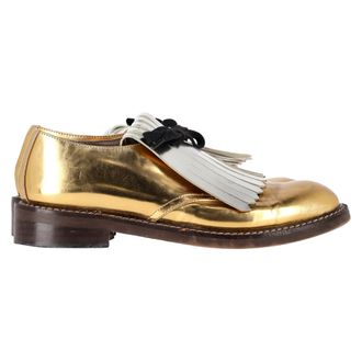 Marni Pre-owned Womens Fringed Oxford in Gold Patent Leather - Size EU 39