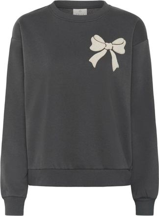 Kaffe Zwart Oester/Strik Sweatshirt met Voor Details - Dames - Sweatshirts - Grijs - M - Katoen - Hoodies & sweatvesten