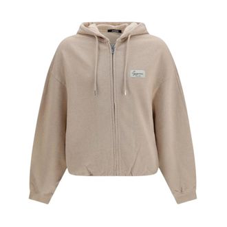Jacquemus Le Hoodie Montaigne - Dames - Vesten met rits - Beige - M - Katoen - Hoodies & sweatvesten
