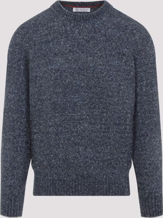 Brunello Cucinelli Grey Denim Knitted Sweater
