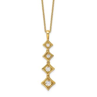 Diamond2Deal 14k Gold 1/2 Ct Lab Grown Diamond Four Stone Pendant Necklace 18