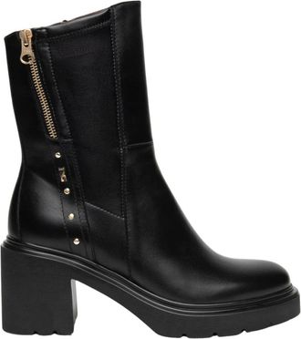 Nero Giardini Enkellaarsjes van leer en technisch materiaal - Dames - Schoenen - Zwart - Maat: 37 EU Leer